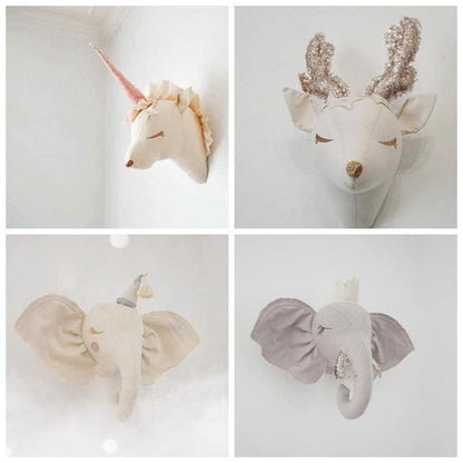 Wonderzoo | Fantasierijke Dierenkoppen - Pluche Wanddecoratie