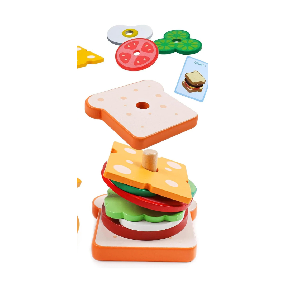 Stacksnack | Bouw Je Eigen Burger - Houten Stapelspeelgoed