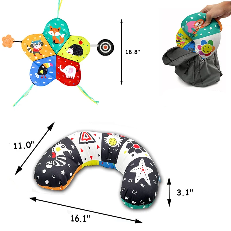 Sensorypillow | Leerzaam Speelgoedkussen Met Bijtring - Activiteitenkussen