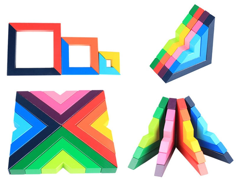 Balancearc | Regenboogkleuren En Stabiliteit - Houten Stapelspeelgoed