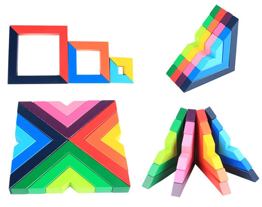 Balancearc | Regenboogkleuren En Stabiliteit - Houten Stapelspeelgoed