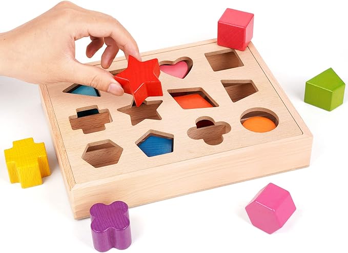 Blockplay | Sorteer Blokken In Juiste Vakken - Educatief Houten Sorteerbord