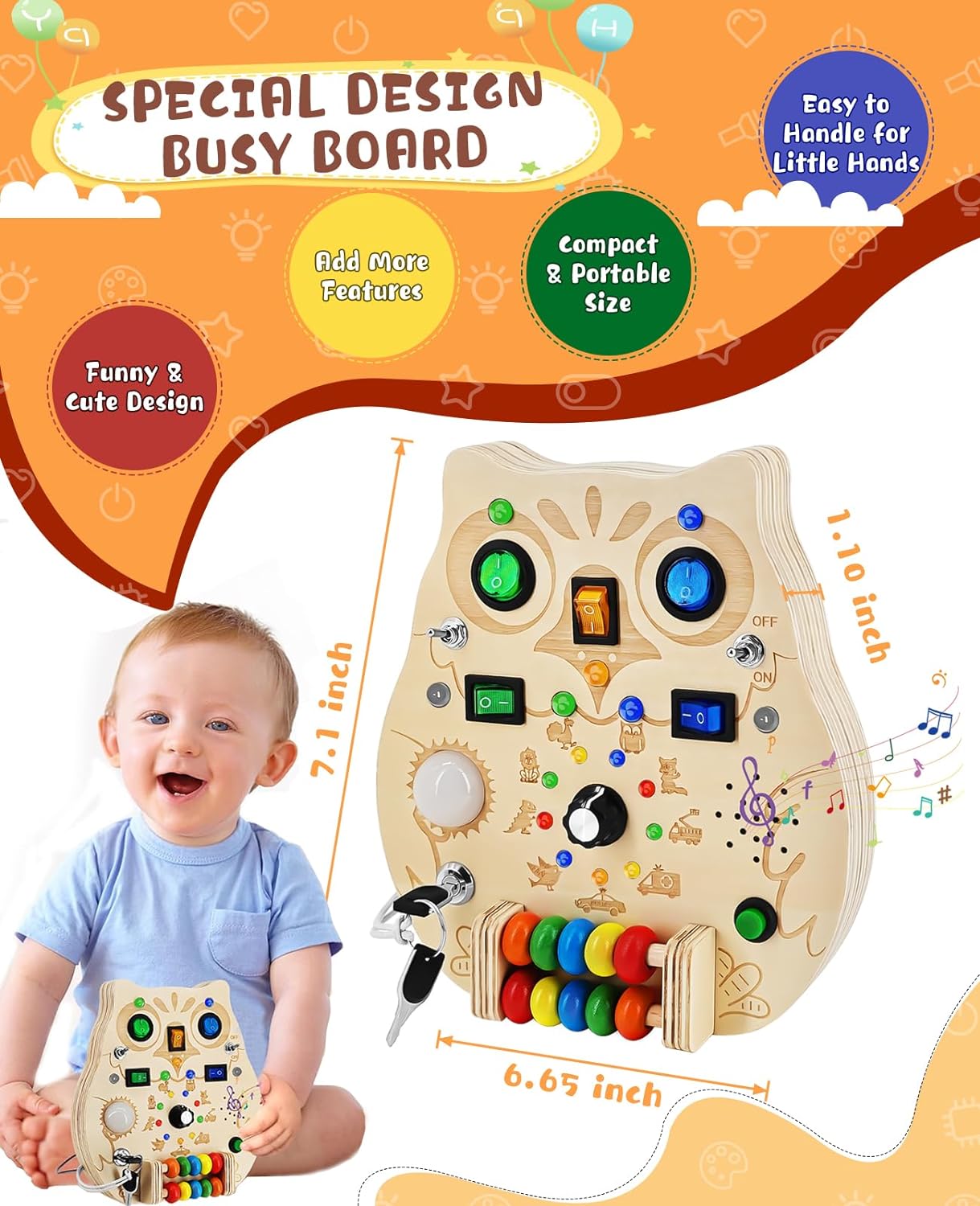 Sparkowl Board | Schakelaars En Lichten Ontdekken - Houten Lichtbord