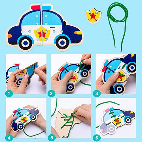 Stitchzoo | Dieren Ontdekken - Houten Rijgkaarten