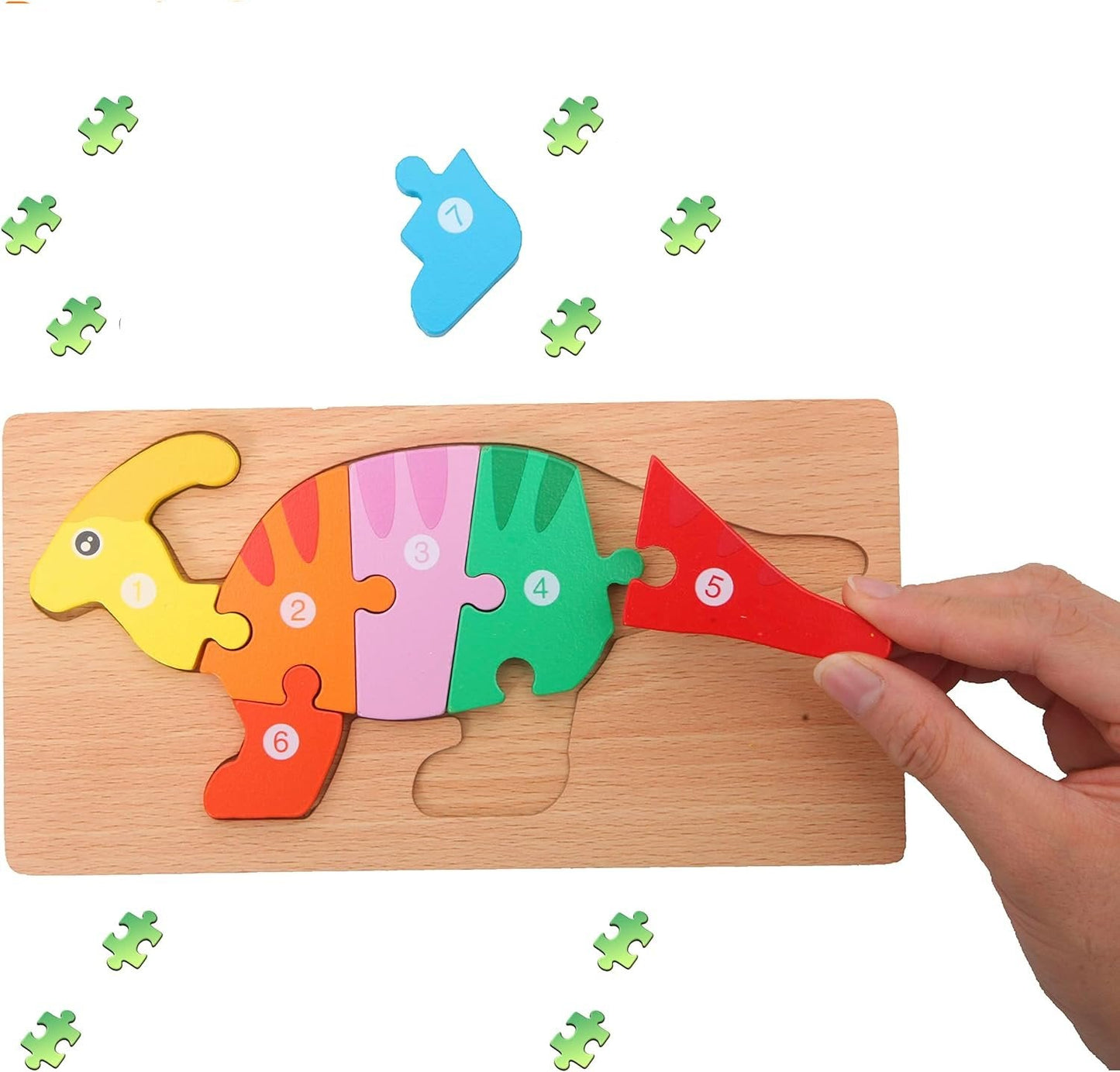 Puzzlerex | Ontdek En Leer Met Puzzelstukken - Houten Puzzel
