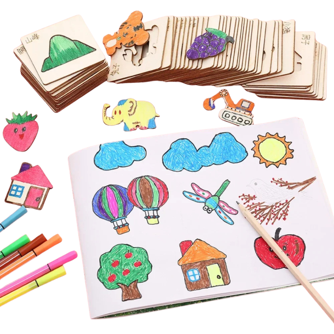 Artshapes | Creatief Tekenen Voor Kinderen - Houten Stencil Set