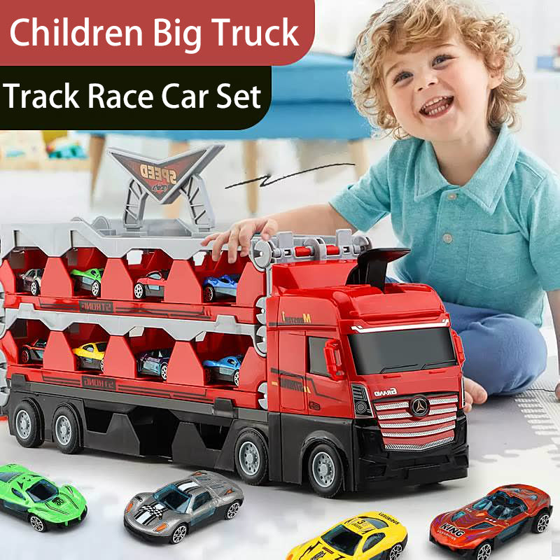 Turbotruck | Racebaan Met Lanceerfunctie - Multifunctionele Speelgoedtruck