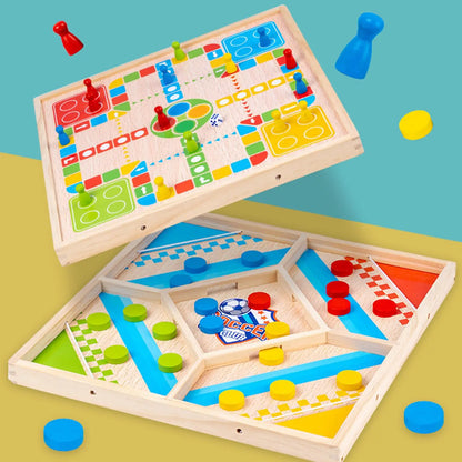 Duofun | Twee Spellen In Één - Educatief Houten Bordspel