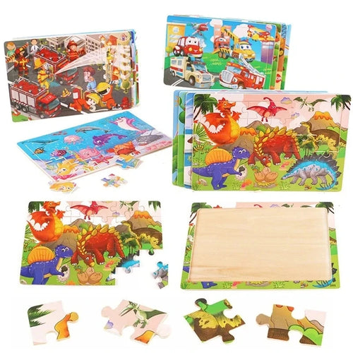 Geopuzzle |  Ontwikkel Vaardigheden Met Dieren En Voertuigen - Houten Puzzel