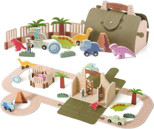 Dinoworld | Bouw En Ontdek - Houten Dinosaurussen Speelset