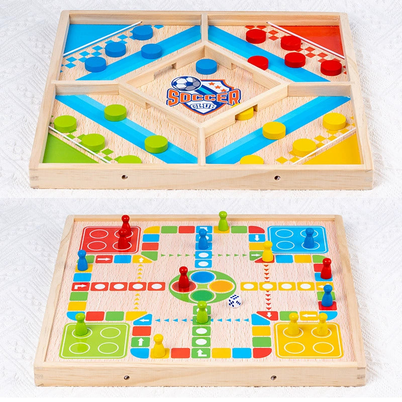 Duofun | Twee Spellen In Één - Educatief Houten Bordspel