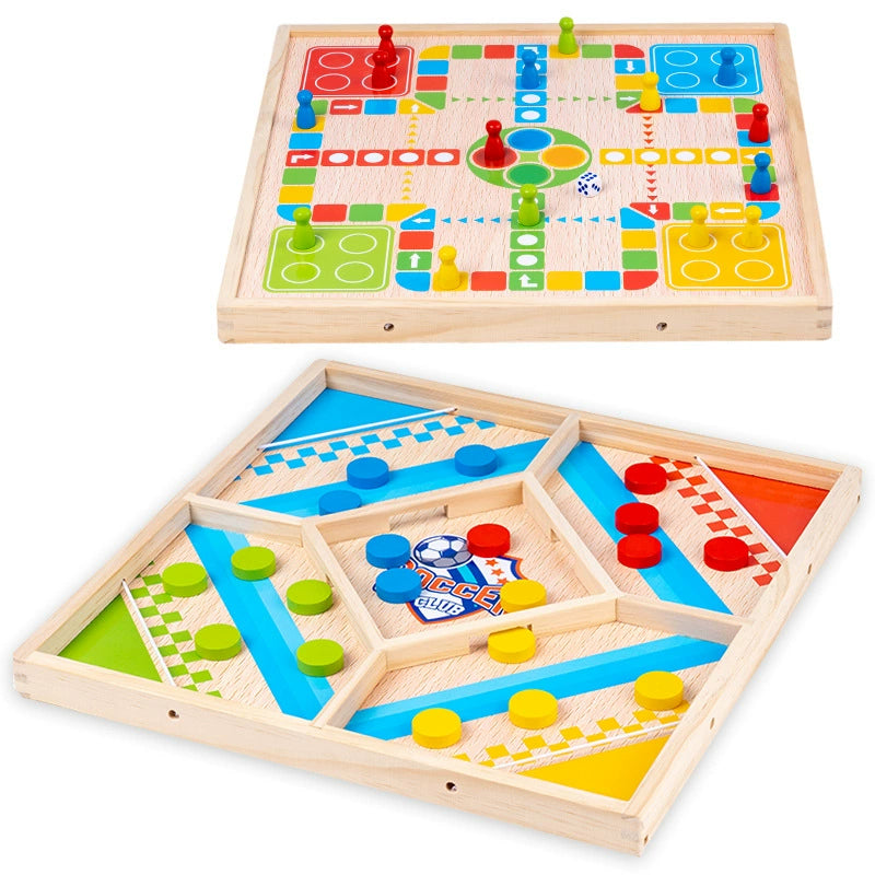 Duofun | Twee Spellen In Één - Educatief Houten Bordspel