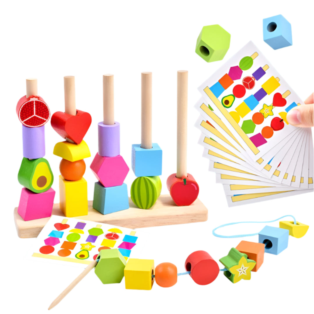 Stringshapes | Speels Rijgen En Ontdekken - Houten Rijgspeelgoed