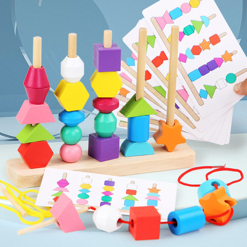 Stringshapes | Speels Rijgen En Ontdekken - Houten Rijgspeelgoed
