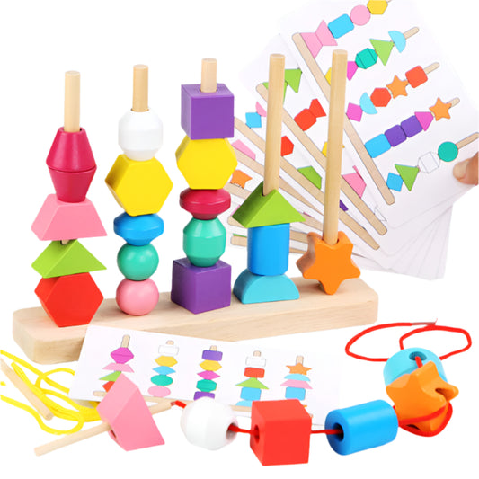 Stringshapes | Speels Rijgen En Ontdekken - Houten Rijgspeelgoed