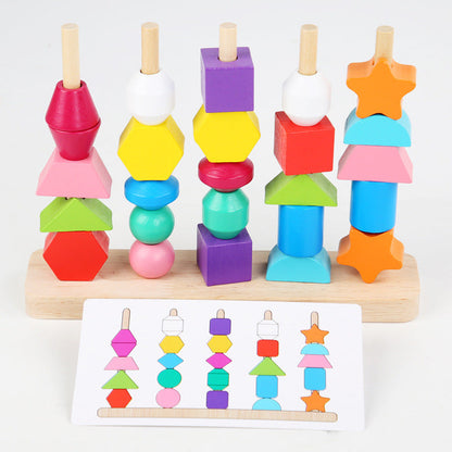Shapestacker | Stapel En Leer Vormen - Houten Puzzelspel