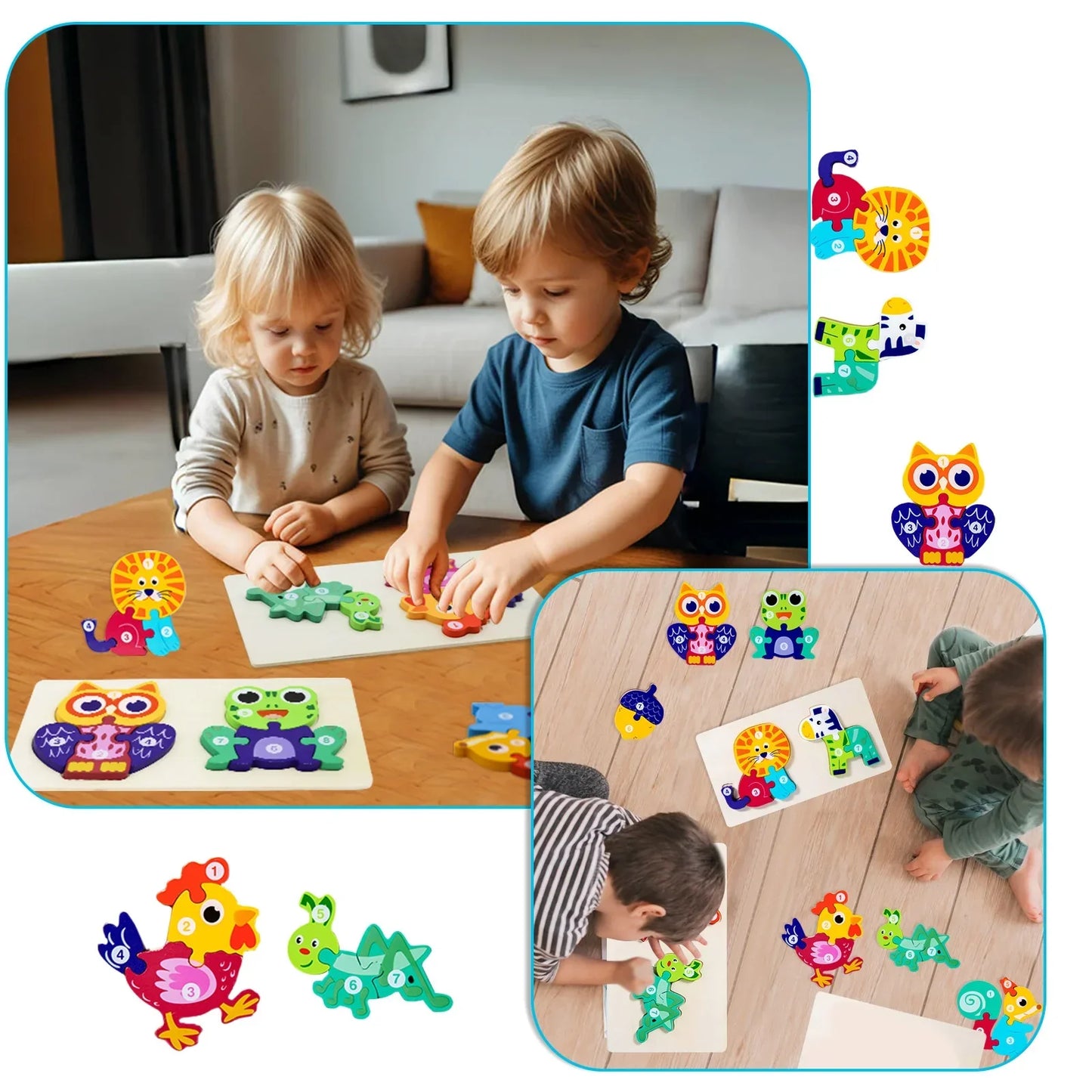 Zooshapes | Kleurrijke Dieren En Logica Trainen - Houten Puzzel