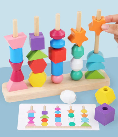 Stringshapes | Speels Rijgen En Ontdekken - Houten Rijgspeelgoed