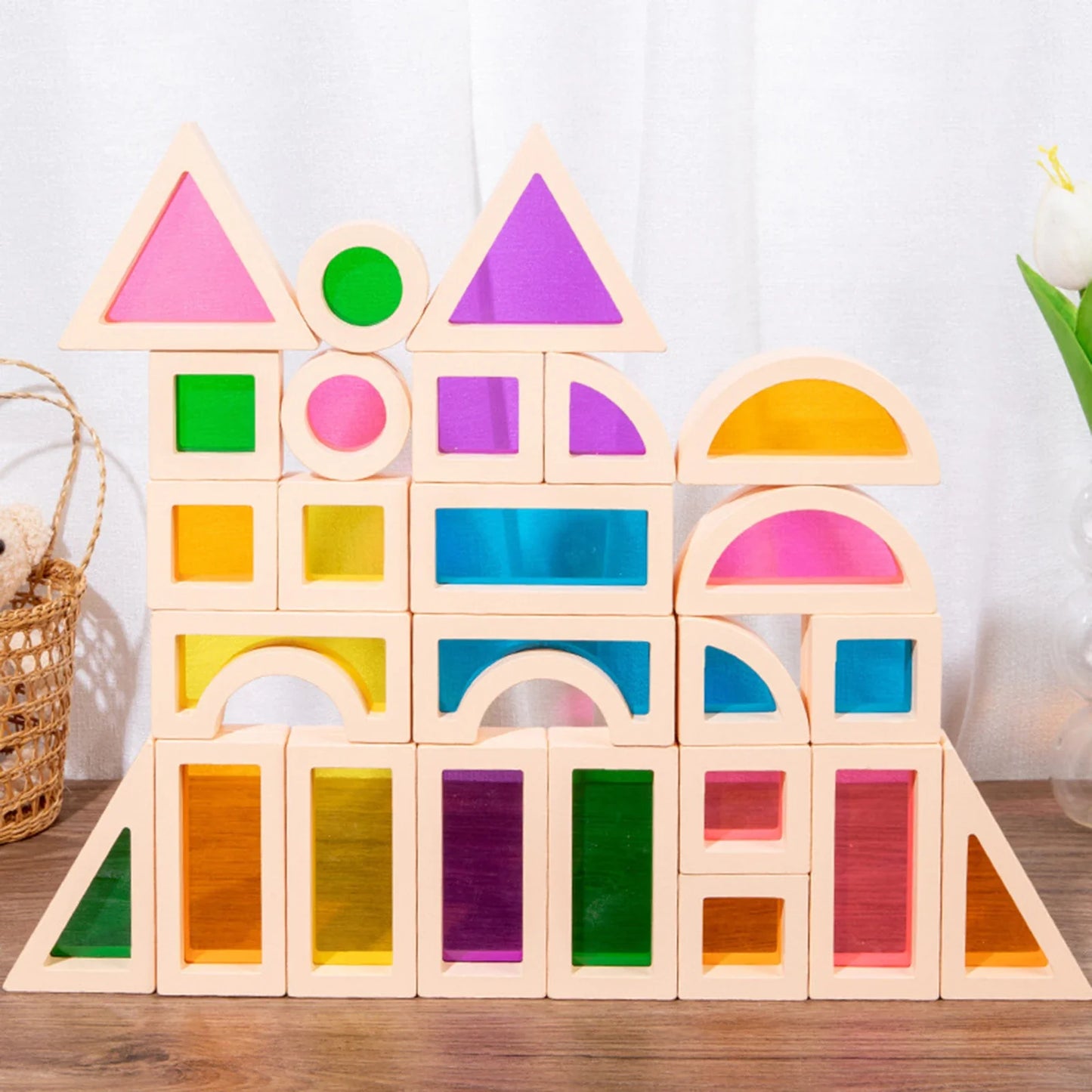 Colorblocks | Spelen Met Licht En Kleur - Montessori Houten Bouwstenen