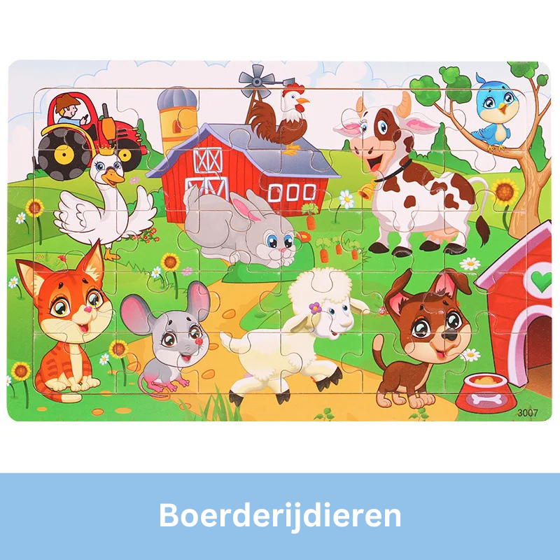 Geopuzzle |  Ontwikkel Vaardigheden Met Dieren En Voertuigen - Houten Puzzel