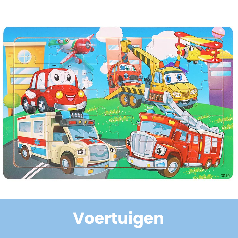 Geopuzzle |  Ontwikkel Vaardigheden Met Dieren En Voertuigen - Houten Puzzel