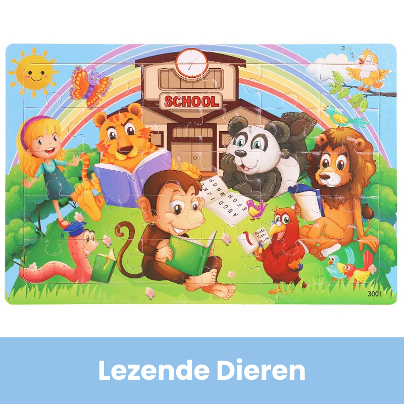 Geopuzzle |  Ontwikkel Vaardigheden Met Dieren En Voertuigen - Houten Puzzel