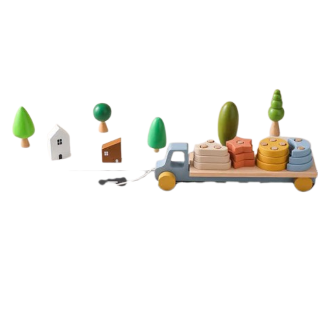 Stackago | Vormen En Texturen Combineren - Houten Stapelauto