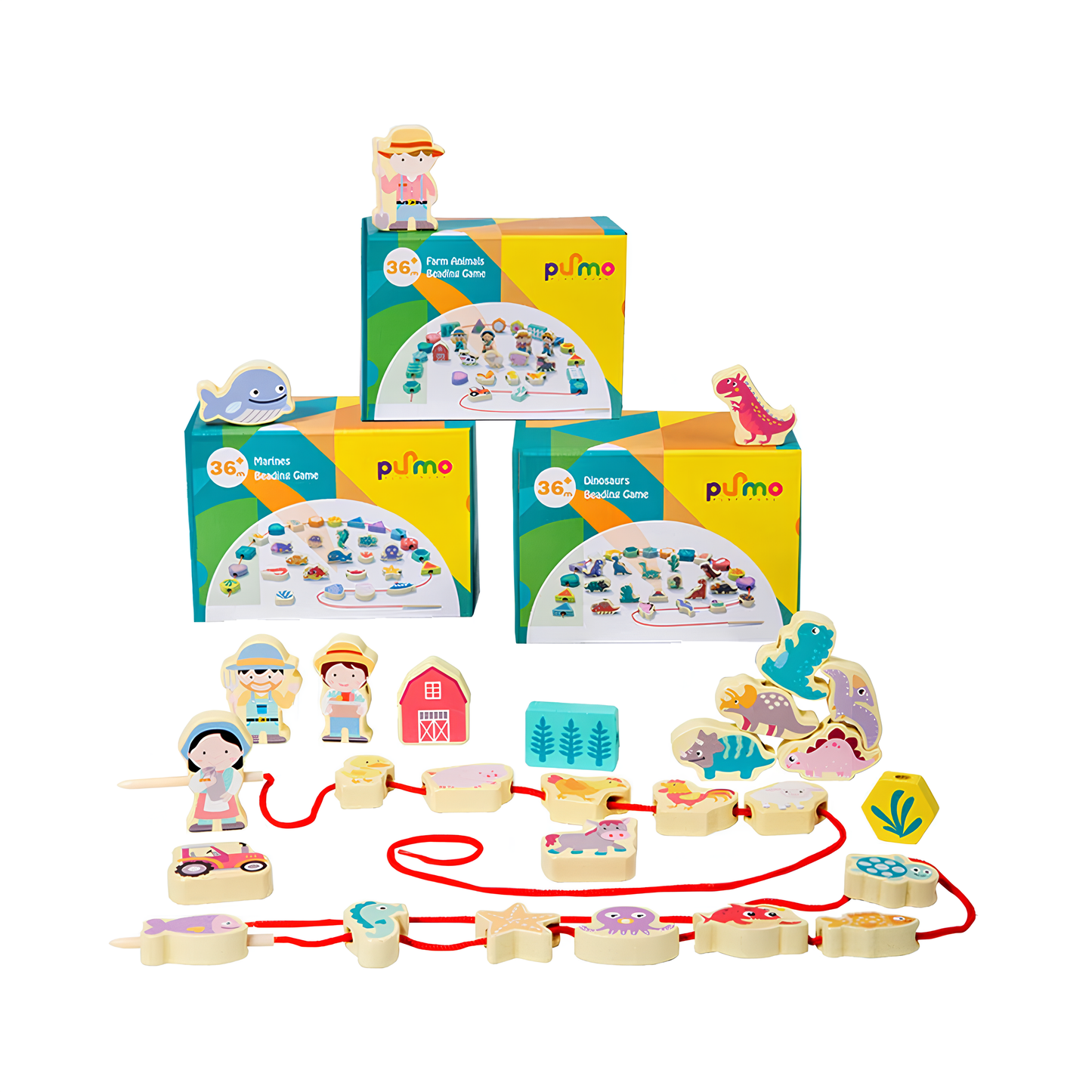 LaceZoo | Combineer spel en educatie - Houten rijgspelset
