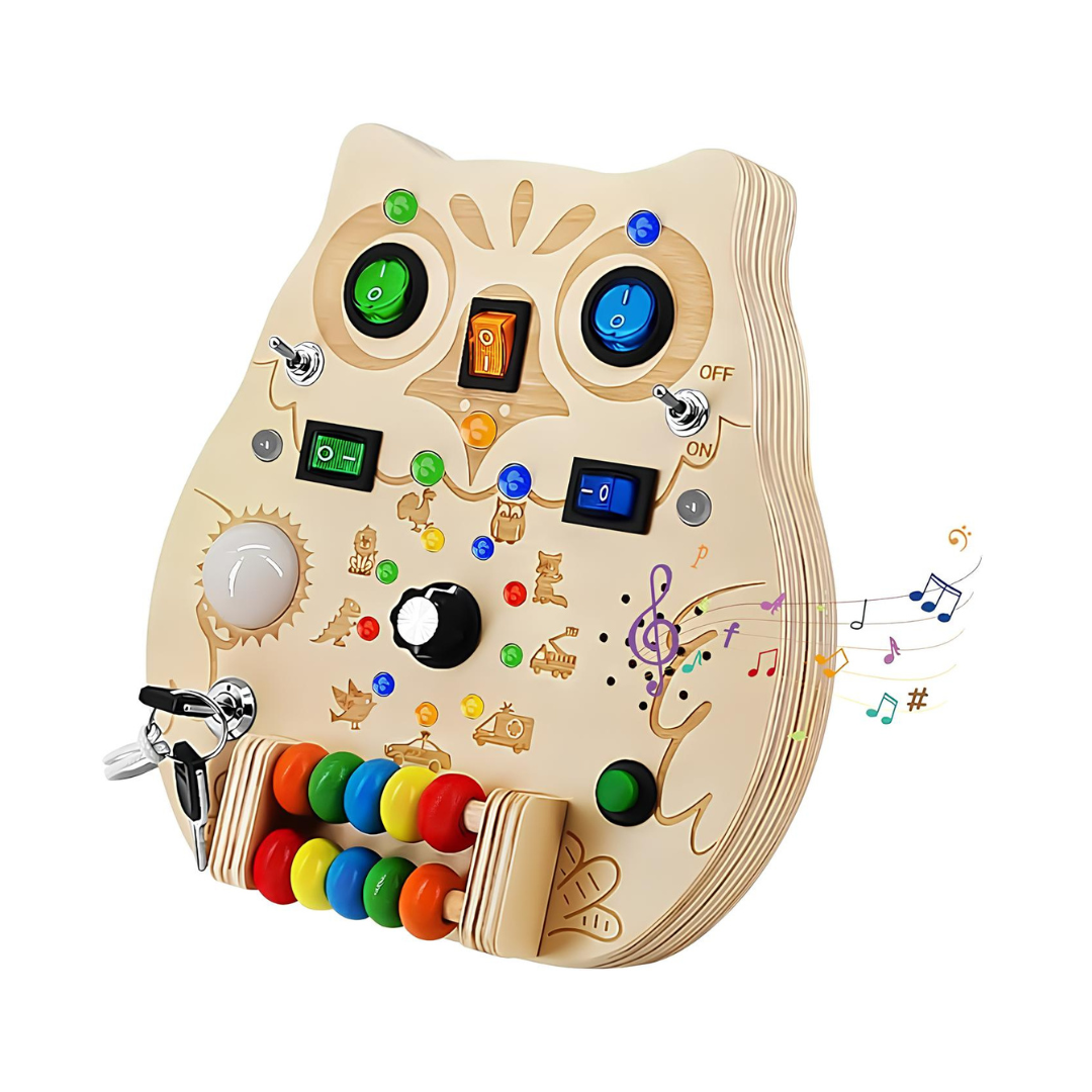 Sparkowl Board | Schakelaars En Lichten Ontdekken - Houten Lichtbord