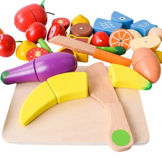 Minichef | Spelenderwijs Leren Snijden - Educatieve Houten Snijset