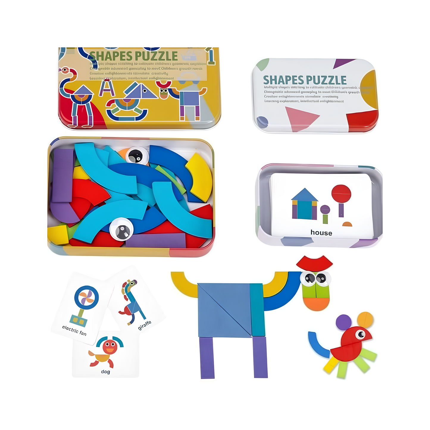 Shapetiles | Bouw Kleurrijke Figuren - Houten Puzzelset