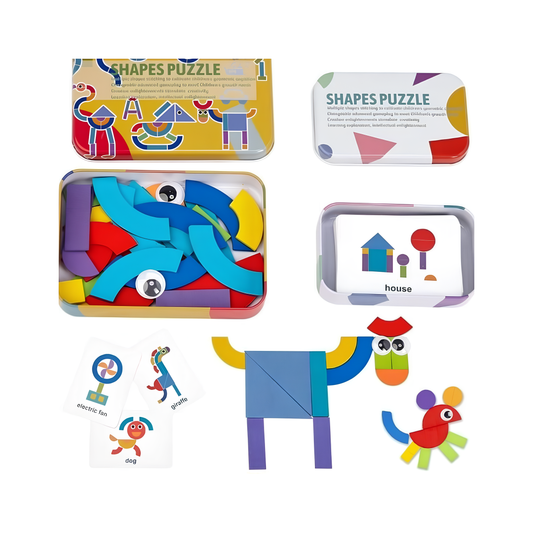 Shapetiles | Bouw Kleurrijke Figuren - Houten Puzzelset