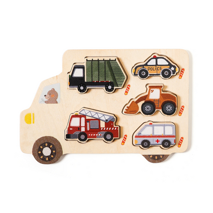 Puzzlecars | Ontdek En Leer Met Puzzelstukken - Houten Puzzel