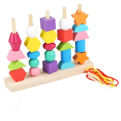 Stringshapes | Speels Rijgen En Ontdekken - Houten Rijgspeelgoed