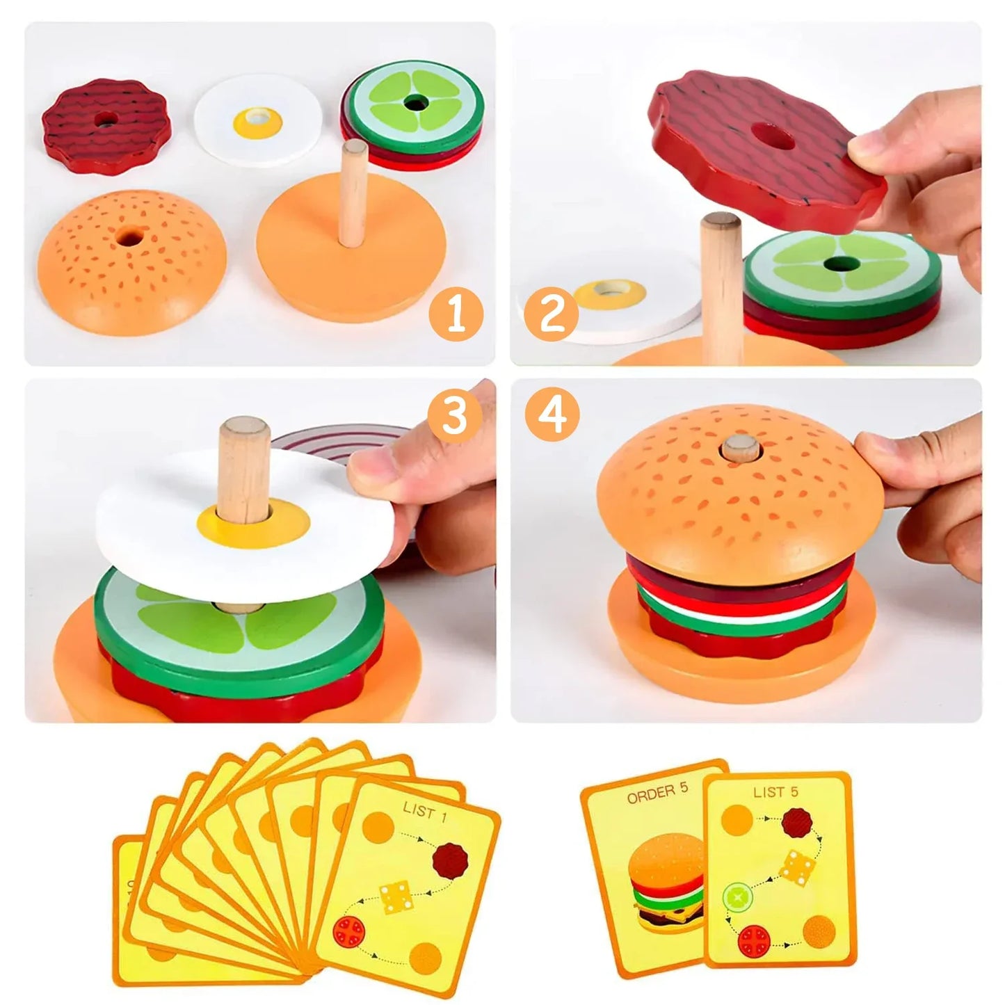 Stacksnack | Bouw Je Eigen Burger - Houten Stapelspeelgoed