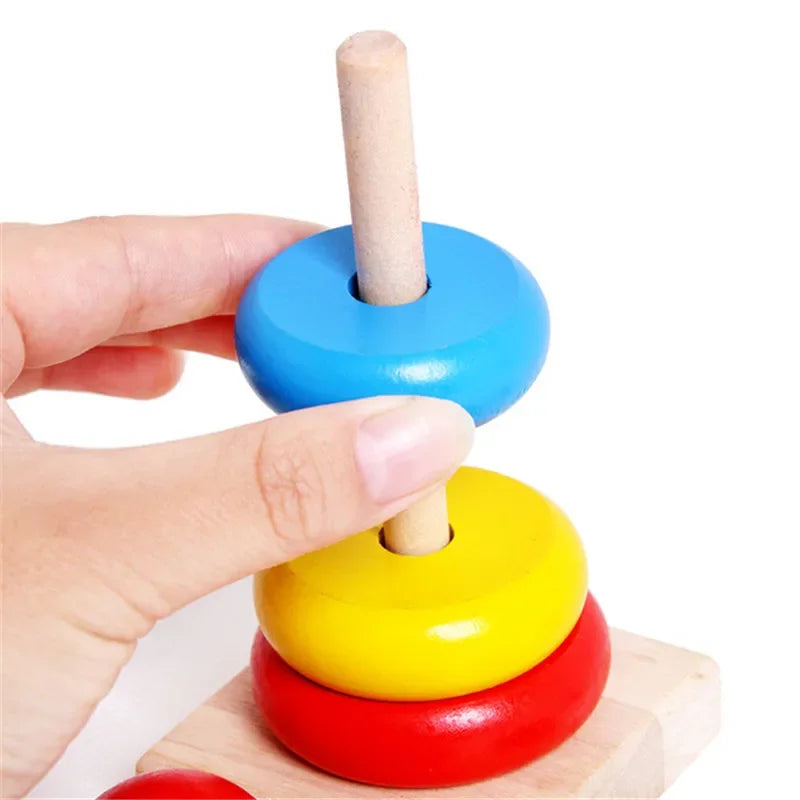 RainbowTops | Vorm & kleur ontdekken - Houten stapeltoren
