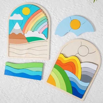 Rainbowlogic | Kleurrijk Stapelen En Puzzelen - Houten Puzzelblokken