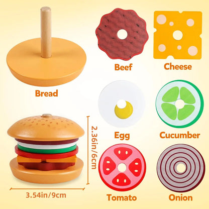Stacksnack | Bouw Je Eigen Burger - Houten Stapelspeelgoed