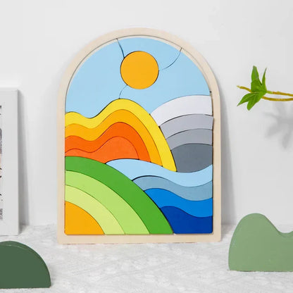 Rainbowlogic | Kleurrijk Stapelen En Puzzelen - Houten Puzzelblokken