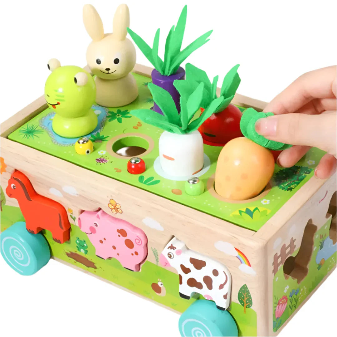 Barnsort | Vormen En Kleuren Herkennen - Houten Sorteerwagen