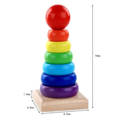 RainbowTops | Vorm & kleur ontdekken - Houten stapeltoren