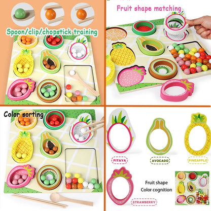 ClipCritters | Vormen & fruit – Houten sorteerspel