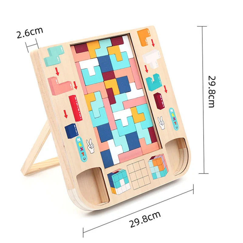 Tetrastack | Spelenderwijs Logisch Denken - Houten Puzzelspel