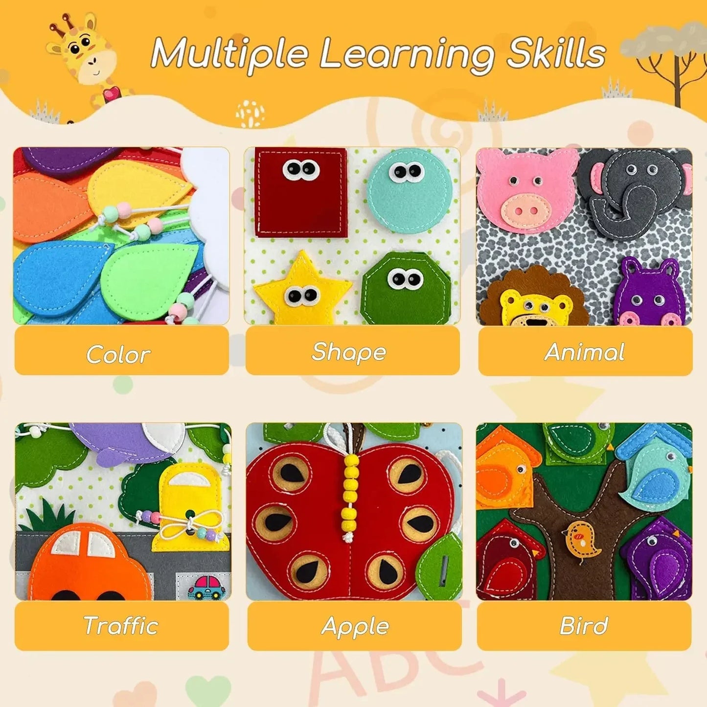 BusyBook | Leren, voelen en ontdekken - Educatief viltboek