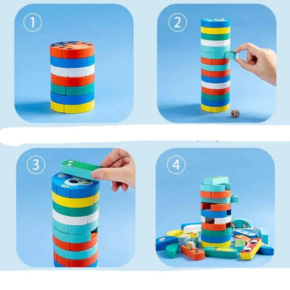Towertots | Vormen En Kleuren Stapelen - Houten Stapelblokken