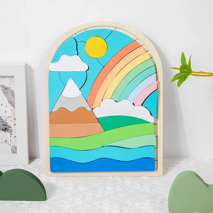 Rainbowlogic | Kleurrijk Stapelen En Puzzelen - Houten Puzzelblokken