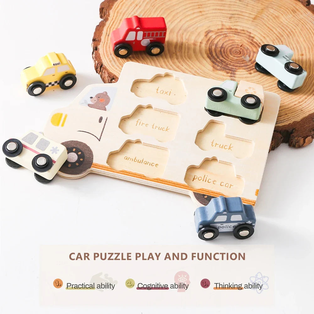 Puzzlecars | Ontdek En Leer Met Puzzelstukken - Houten Puzzel