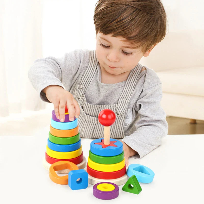 Rainbowstack | Kleurrijk Stapelplezier - Houten Stapelspeelgoed