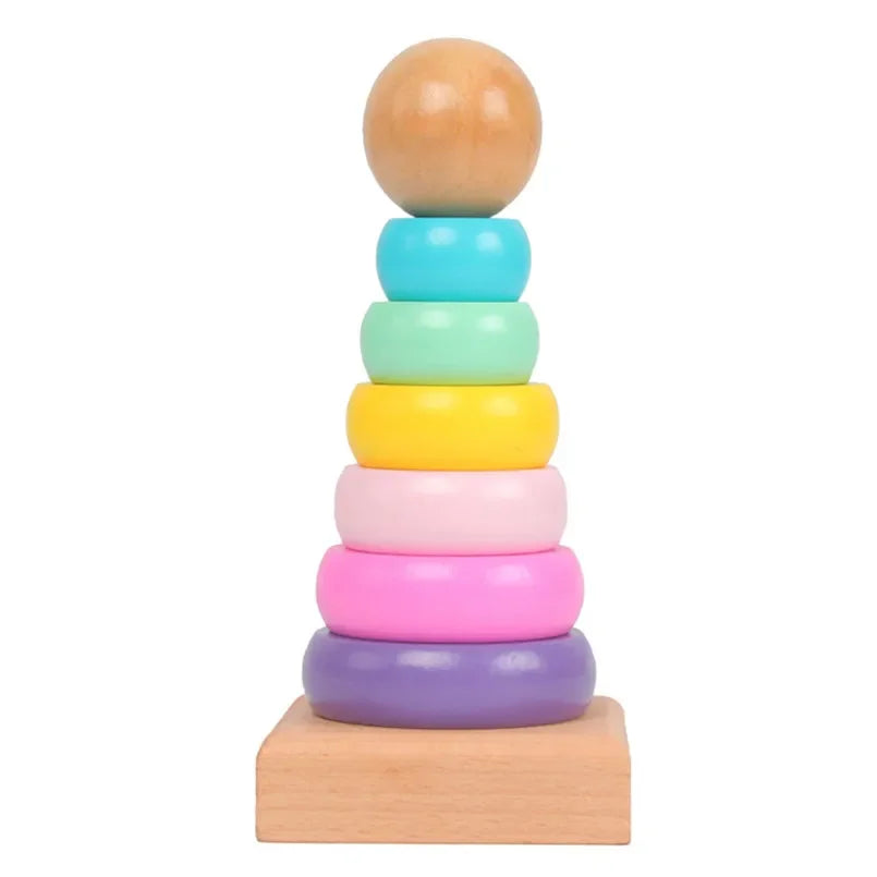 RainbowTops | Vorm & kleur ontdekken - Houten stapeltoren