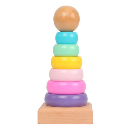 RainbowTops | Vorm & kleur ontdekken - Houten stapeltoren
